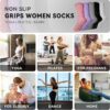 SkiBeaut Pilates Yoga Grips Socks, 4 Pairs Non Slip Skid Women Reformer Hospital Sticky Socks for Elderly Pregnancy Lady