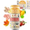 ANCIENT DRINKS Apple Cider Vinegar Beverage with Electrolytes, Vitamins, & Probiotics, Organic, Super-Hydrating Sports Drink - Switchel (Citrus & Ginger) - 16 fl oz (12 cans)