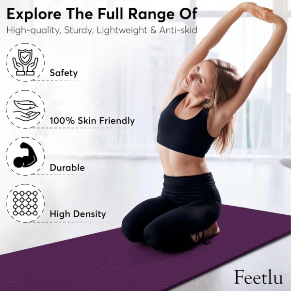 Yoga Mat with Strap – 10mm & 12mm Thick Yoga Mat, Non-Skid Dual Surface Workout Mat, Eco-Friendly POE Yoga Mats for Women Men Kids, Perfect Exercise Mat for Pilates, Yoga, and Floor Workouts, Includes Carrying Strap.