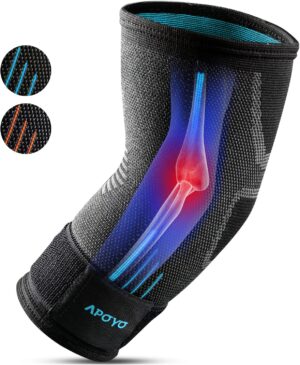 APOYO Elbow Brace for Tendonitis and Tennis Elbow, Compression Sleeve for Arthritis, Workouts, Reduce Joint Pain During Fitness Activity (Small)