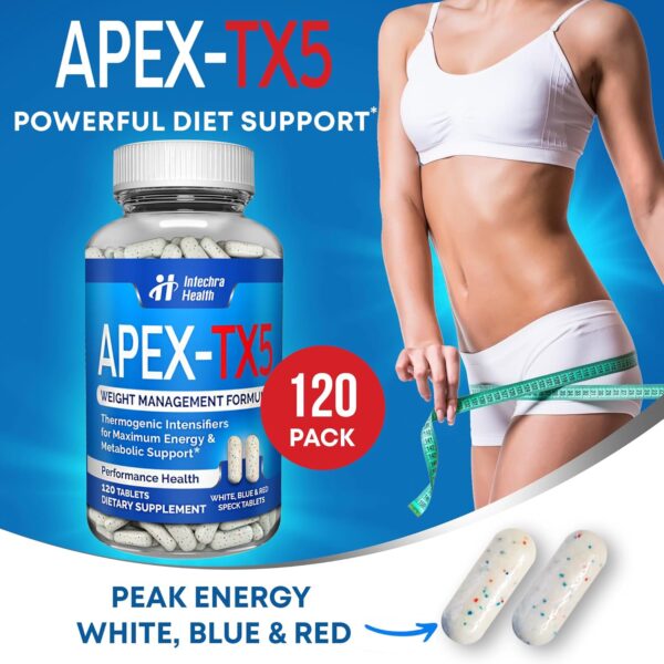 Weight Management Dietary Supplement 120 White Blue Red Speck Tablets Manufactured in the USA Highest Professional Quality