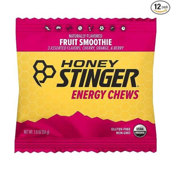 81cwHbaOkwL._SL1500_.jpg Honey Stinger Organic Fruit Smoothie Energy Chew | Gluten Free & Caffeine Free | for Exercise, Running and Performance | Sports Nutrition for Home & Gym, Pre and Mid Workout | 12 Pack, 21.6 Ounce
