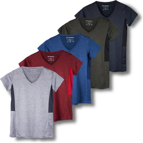 81d30D5ofJL._AC_SL1500_.jpg Real Essentials 5 Pack: Women's Short Sleeve V-Neck Activewear T-Shirt Dry-Fit Wicking Yoga Top (Available in Plus)