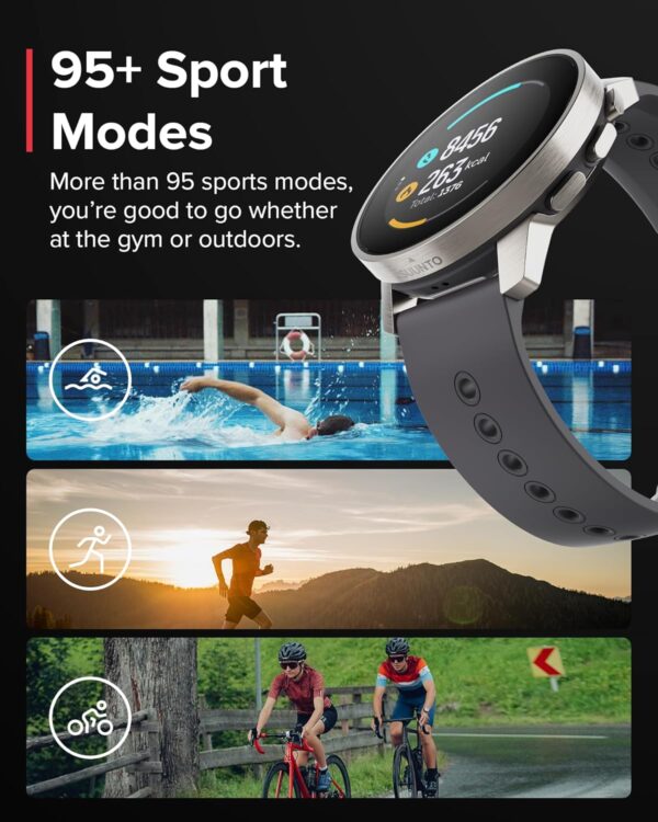 SUUNTO 9 Peak Pro GPS Sports Watch, Up to 30 Days Long Battery Life, 95+ Multisport Watch w/Training Workout Analysis,Advanced Health & Recovery Support, Wrist Heart-Rate Measurement, Titanium Slate