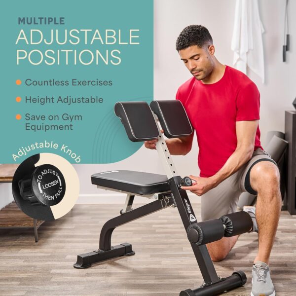 81dJcuKgPQL._AC_SL1500_.jpg Lifepro Roman Chair Hyperextension Bench - Adjustable Back Extension Machine for Glutes, Hamstrings, and Lower Back - Foldable Multipurpose Exercise Equipment for Home Gym