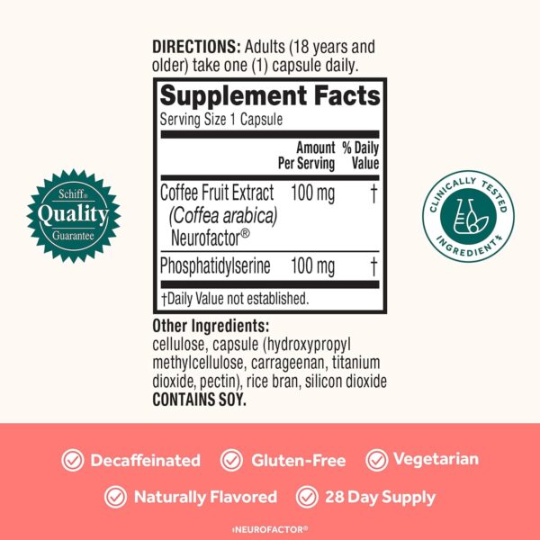 NEURIVA Original Decaffeinated Clinically Tested Nootropic Brain Supplement for Memory, Focus & Concentration, NeuroFactor & Phosphatidylserine, 28ct Capsules