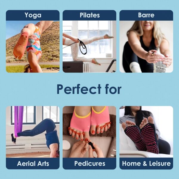 Tucketts Ballerina Ballet Socks for Women, NonSlip Toeless Pilates Grip Socks for Barre & Barefoot Workouts, Size 5-9, 1 Pair