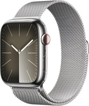 Apple Watch Series 9 (GPS + LTE) 45MM Stainless Steel Case Silver Milanese Loop (Renewed)
