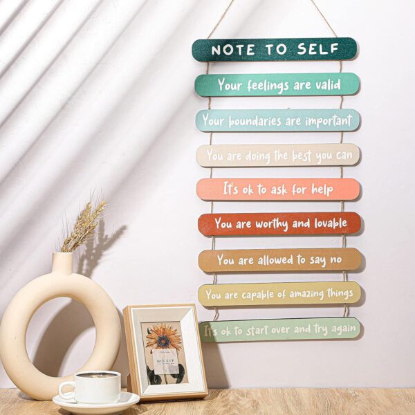 Yookeer Mental Health Reminders Wall Art Decors Positive Psychology Affirmations Wall Decor Wooden Hanging Pediments Inspirational Art for Counseling Therapy Office Students Classroom(Bright Color)