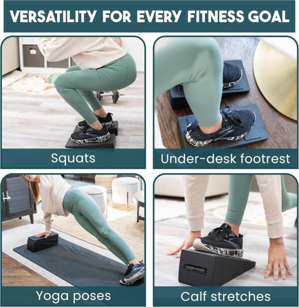 Squat Wedge Block w/Non Slip Strips | Slant Board for Calf Stretching | Yoga Blocks Foam Wedge | Multi-Functional Slant Board for Squats | Elevated Heel Squat Wedges Set | Adjustable Wedges For Squat