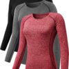 NELEUS Women's 3 Pack Compression Shirts Long Sleeve Yoga Athletic Running T Shirt