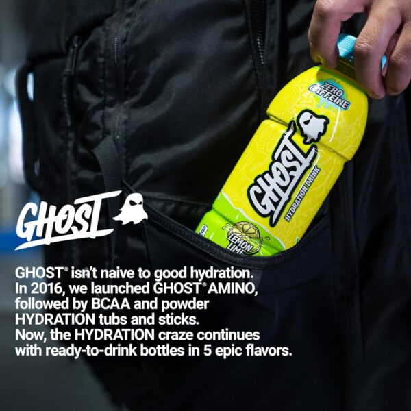 GHOST Hydration Drink, Lemon Lime - RTD Sports Drinks with Electrolytes for Hydration - Beverage for Athletes - Zero Caffeine & Zero Sugars - 16.9 Fl Oz, 12 Pack
