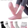 Yawlsow Pilates Socks for Women Cute Ruffle Yoga Socks Frilly Barre Non Skid Athletic Crew Grip Sticky Socks Workout Hospital