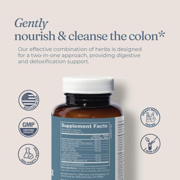 Complete Colon Detox 15 Days 30 Capsules, All Natural Colon Cleanser for Bloating and Constipation Relief for Women & Men, Advanced Gut Cleanse Detox