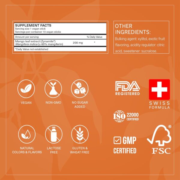 Performance Enhancer |Boosts Energy, Focus & Cognitive Function |Caffeine-Free |Supports Mental Clarity & Well-Being |Mango Leaf Extract (Zynamite) |Fast-Acting |10 Sticks (Pack of 3)