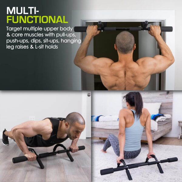 ProsourceFit Wall-Mounted Pull-Up / Chin-Up Bar, Heavy Duty 300 lb. Capacity, Black