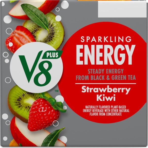 V8 +SPARKLING ENERGY Strawberry Kiwi Energy Drink, Made with Real Vegetable and Fruit Juices, 11.5 FL OZ Can (6 Packs of 4)
