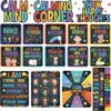 Calm Down Corner Bulletin Board Set for Classroom Decoration Feelings Chart Mental Health Feeling Management Poster for Kindergarten Emotions Poster Decor School(Dark Colors)
