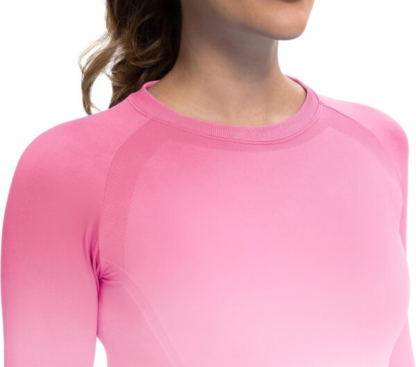 MathCat Long Sleeve Workout Tops for Women, Gradient Running Athletic Shirts, Seamless Breathable Tops with Thumb Holes