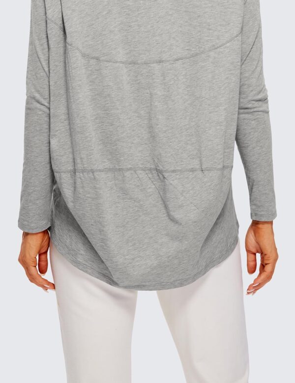 CRZ YOGA Pima Cotton Long Sleeve Workout Shirts for Women Loose Fit Athletic Yoga T-Shirts Casual Boat Neck Fall Tops