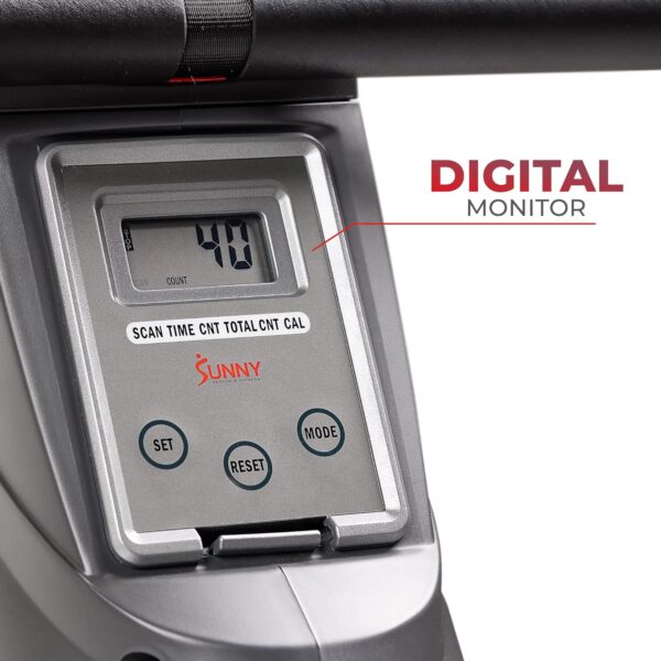 Sunny Health & Fitness Multi-Function Premium Magnetic Rowing Machine, Bicep Curls, Upward Rows, Seated Rows, Foldable Slide Rails, Digital Monitor and Optional Bluetooth with Free SunnyFit App