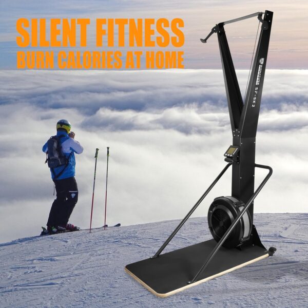 Ski Machine, Indoor Aerobic Wind Resistance Machine, Exercise Equipment for Home, Skiing Machine with LCD Display, Home Gym Strength Training Equipment, Black