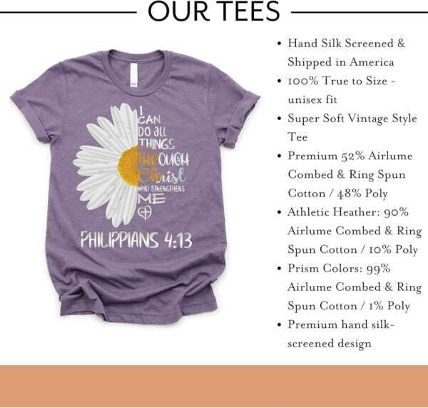 Love in Faith | I Can Do All Things Daisy | Christian Shirts for Women | Faith-Based Apparel | Christian Gifts