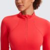CRZ YOGA Women's Butterluxe Long Sleeve Workout Shirts Half Quarter Zip Sweatshirt Athletic Crop Tops Collared T-Shirts