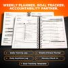 SaltWrap Daily Fitness Planner Workout Planner & Log Book, Exercise Gym Notebook Wellness, Health, Nutrition, and Food Plan Tracker, Weight Loss Goal Tracking (Daily + Weekly Logs)