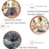 Codi Meditation Floor Pillow, Boho Pillows Seating for Adults and Kids, Large Cushion for Yoga Living Room Tatami Sitting, Memory Foam Added, 22x22 Inch Pack of 2, Round - Indigo Elephant