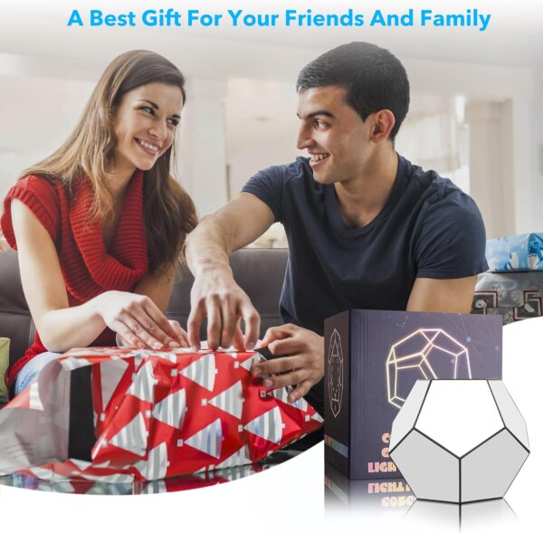 Infinity Dodecahedron Gaming Light, Cool RGBW Led Desk Table Lamp Light for Bedroom Gaming Room Decor, Unique Colorful Mood Changing Ambient Night Lighting lamp Adult Men Birthday Gift