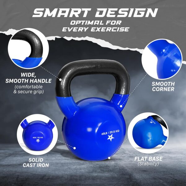 Yes4All 5-65lbs Kettlebells Vinyl Coated Cast Iron for Dumbbell Weights Exercises, Gym, Fitness, Full Body Workout Equipment Push up, Grip and Strength Training