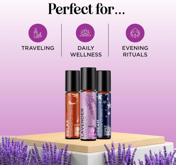 Roll on Essential Oils for Sleep - Aromatherapy Essential Oils Sets Variety Pack with Lavender Relax and Dream Sleep Essential Oil Roll Ons - Fun & Cute Wellness Gift for Young Women Teens & Girls