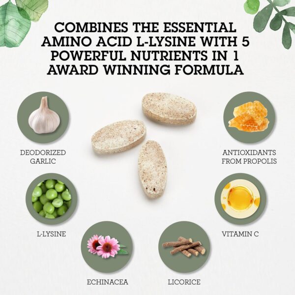 Quantum Health Super Lysine+ / Advanced Formula Lysine+ Immune Support with Vitamin C, Echinacea, Licorice, Propolis, Odorless Garlic (180 Tablets), Packaging may vary