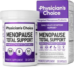 Physician's CHOICE Menopause Probiotic Supplement for Women - Supports Hormone Balance, Hot Flashes, Night Sweats, Weight Management, Bloating & Gut Health - with Black Cohosh, Resveratrol+ - 30ct