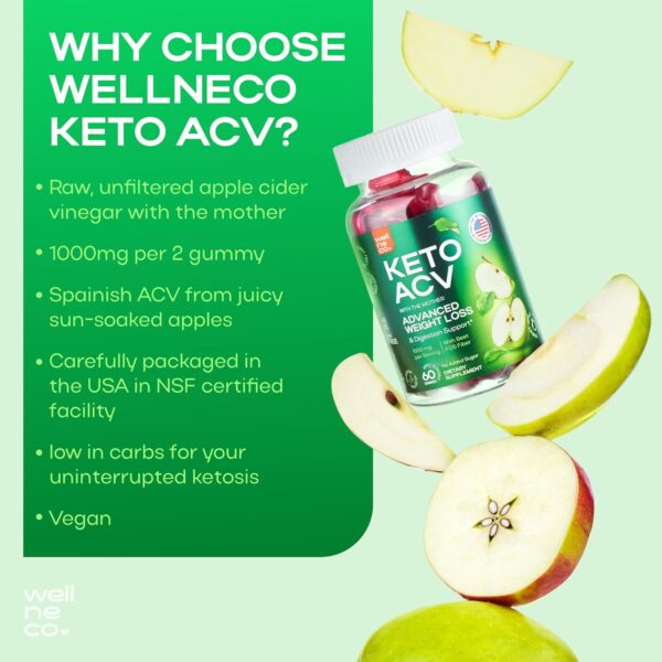 Advanced Keto ACV Gummies for Weight Loss 1000 Mg - ACV Gummies for Digestion, Metabolism, Detox - Apple Cider Vinegar, Beet FOS Fiber - Keto Supplement Kelly Clarkson for Men and Women - Sugar Free