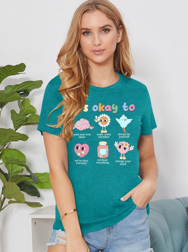 Mental Health Shirt for Women It's Okay to Make Some Mistakes Letter Print Tshirt Mental Health Gifts Tops