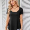 Amoretu Womens Scoop Neck Tshirt Short Sleeve Shirts Swing Tunic Tops Loose Fit