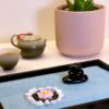 Oasis of Calm Zen Garden Kit. 11x8 Inch Beautiful Premium Japanese Decor Mini Meditation Gifts Set. Home, Office Desk Accessories. Zen Decor Sand Garden. Aqua Blue Sand, 6 Tools, 6 Features incl rocks