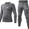 Men's Compression Base Layers Long Johns Winter Gear with Fleece Lined for Skiing