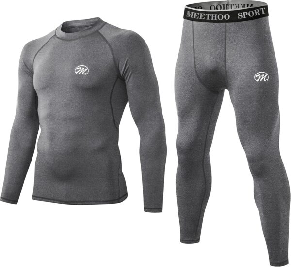 Men's Compression Base Layers Long Johns Winter Gear with Fleece Lined for Skiing