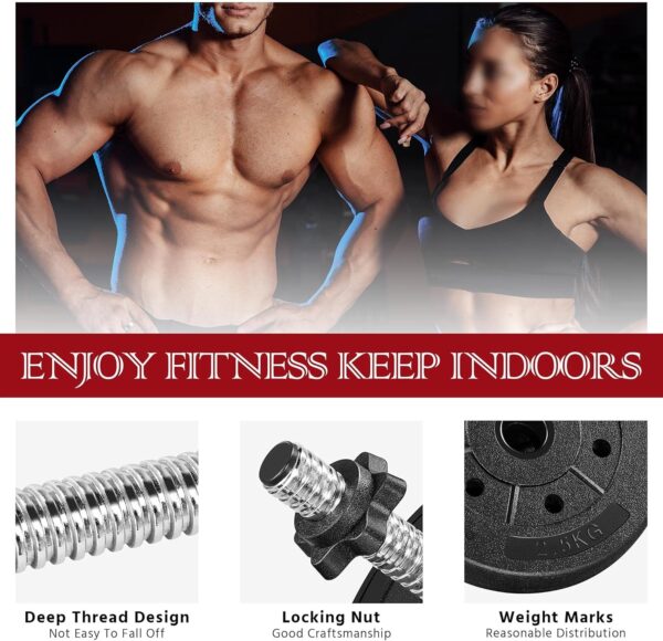 Yaheetech Adjustable Dumbbells Weight Set Dumbbell Weights Exercise & Fitness Equipment w/ 4 Spinlock Collars for Women & Men Home Gym Strength Training