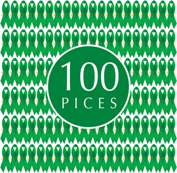 Curvier 100PCS Green Satin Ribbons for Mental Health Awareness Ribbon Lapel Pins
