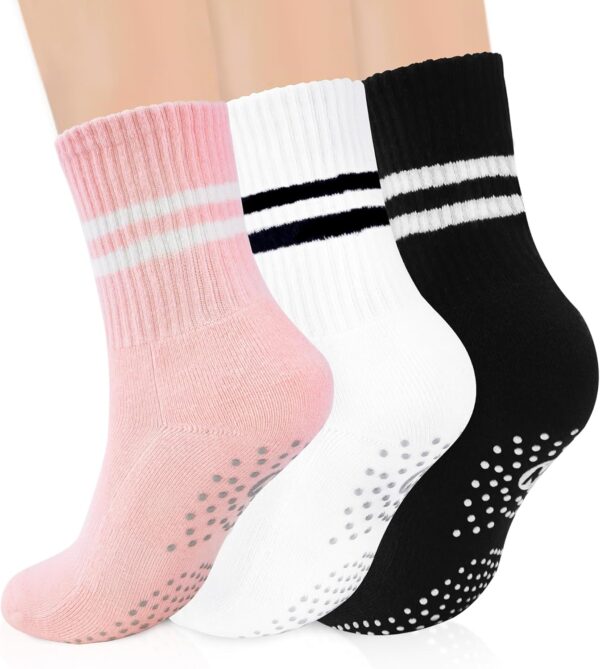 ULEEMARK Womens Pilates Non slip Yoga Socks Dance Gym Exercise Ankle Socks