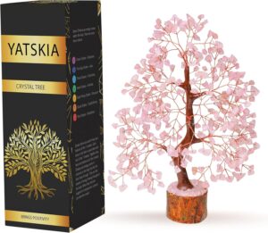 YATSKIA Rose Quartz Tree of Life - Chakra Tree, Wire Bonsai - Feng Shui Tree, Money Tree Crystal for Positive Energy - Home Office Decor, Spiritual Gift, Meditation Decor Accessories