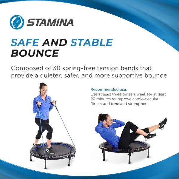 Stamina 36 Inch Fitness Trampoline w/ Foldable Steel Frame, 250 Pound Capacity, Gray