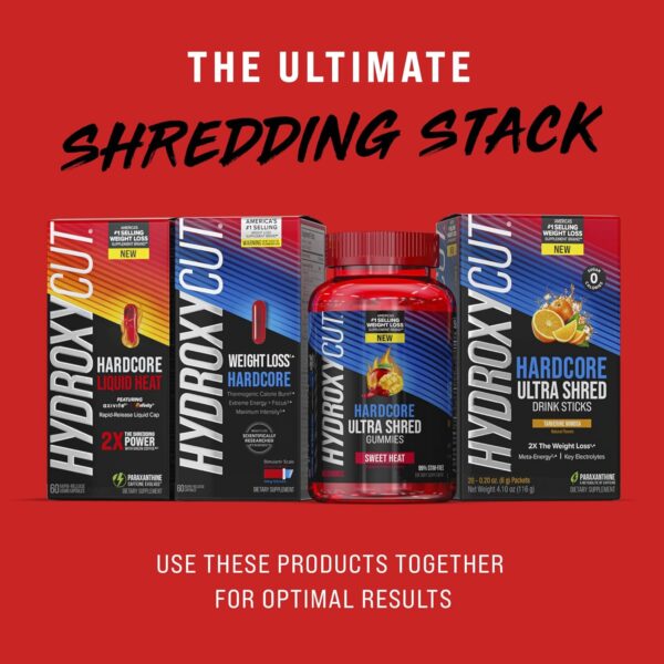 Hydroxycut Hardcore Ultra Shred Drink Sticks, Tangerine Mimosa - 20 Packets - Zero Sugar or Calories - Includes Paraxanthine & B Vitamins - for Women & Men