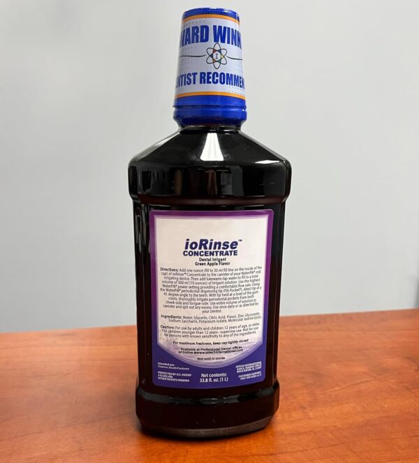 ioRinse Concentrated Irrigant with Active Molecular Iodine, Alcohol-Free Dental Irrigant, for use with Waterpik Water Flossers, and All Other Oral Irrigation Devices