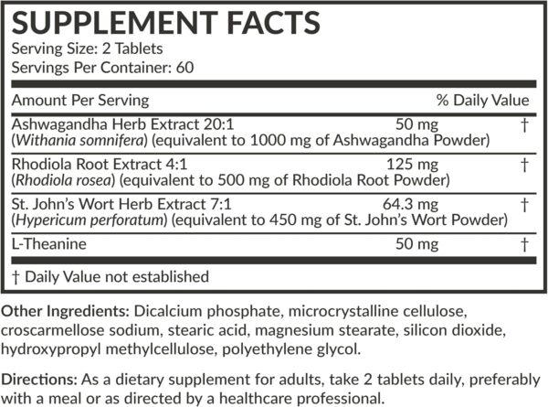 Futurebiotics Chill Pill + Ashwagandha, Rhodiola, St. John’s Wort, & L-Theanine - Non-GMO, 120 Vegetarian Tablets
