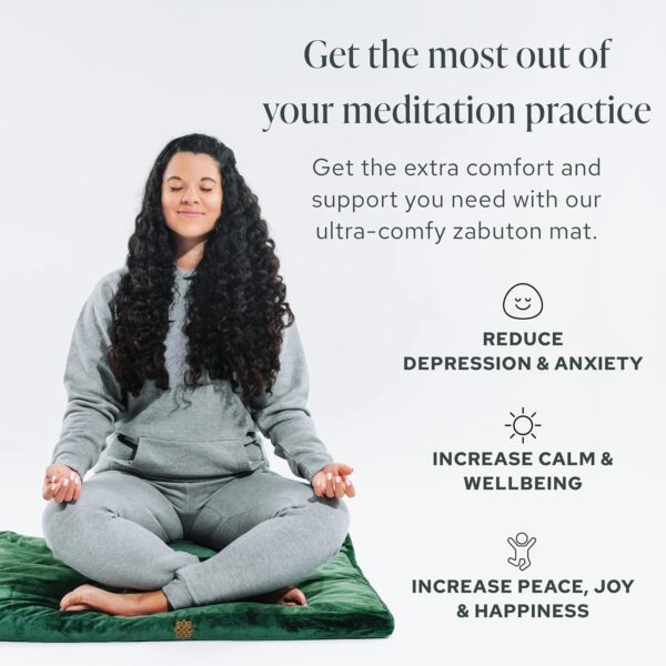 Mindful Modern Velvet Zabuton Meditation Mat | Large Rectangular Yoga Floor Cushion Pillow for Kneeling or Sitting Support | Removable Washable Cover | Perfect Zafu or Bench Complement | Color Grey